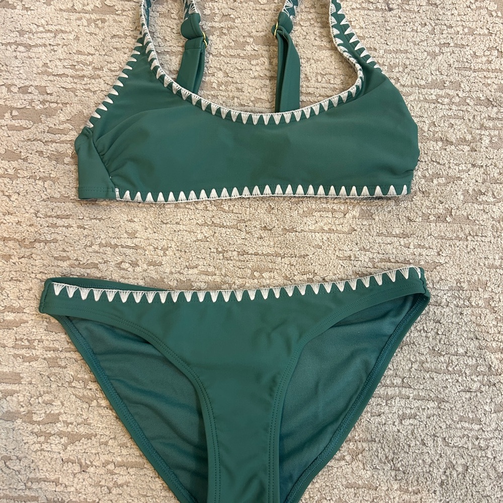 Target Green Bikini with White Trim